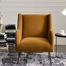 北欧表情丝绒布艺单人沙发小户型现代简约老虎椅休闲躺椅客厅家具