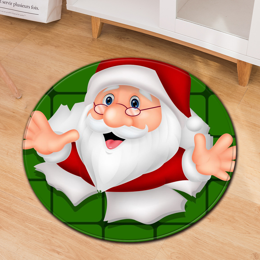 Cross-Border Christmas Festive Door Mat Household Non-Slip round Floor Mat Living Room Coffee Table Blanket Bedroom Bedside Blanket Decorative Floor Mat