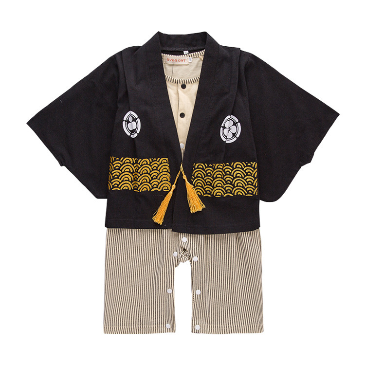 Cross-Border Children's Clothing Girls' Long-Sleeved Baby Kimono Jumpsuit Bow Romper Japanese Romper Baby Clothes