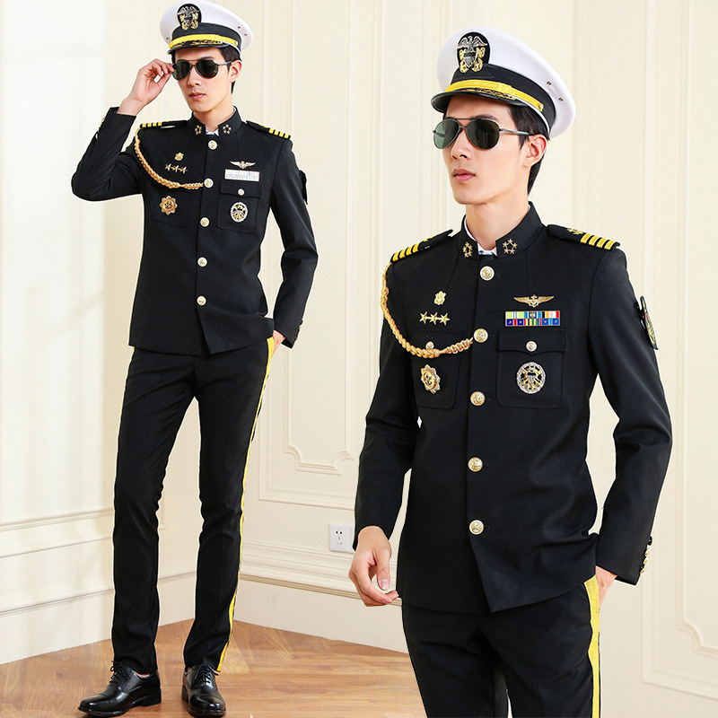 船长海员海军制服水手轮机长游轮黑色西装春秋外套酒吧演出工作服