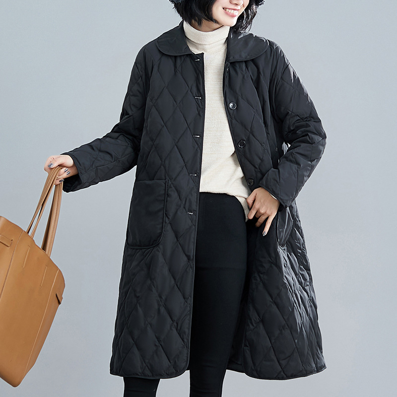 Large Size Women's Cotton-Padded Jacket Lightweight Cotton Coat Coat Loose Women's Age-Reducing 2023 Autumn and Winter New Cotton Clothing Mid-Length Korean Style