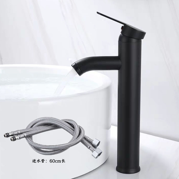 Stainless Steel Hot and Cold Water Faucet European-Style Black Counter Basin Wash Basin Faucet Bathroom Basin Faucet Water Tap