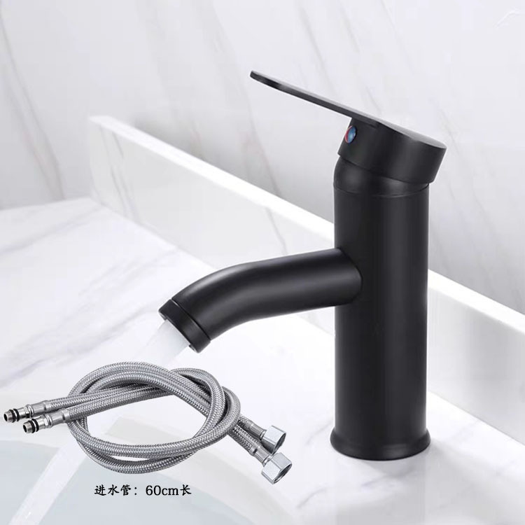 Stainless Steel Hot and Cold Water Faucet European-Style Black Counter Basin Wash Basin Faucet Bathroom Basin Faucet Water Tap