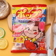 日本进口零食不二家水果味棒棒糖护齿儿童糖果 防蛀牙21支121g