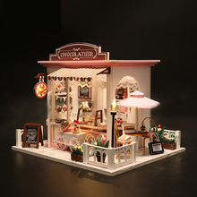 diy小屋简约欧式店铺模型别墅木质拼装玩具创意时间咖啡屋
