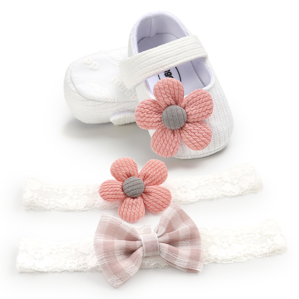 0-1 Years Old Small Flower Baby's Shoes Princess Shoes Baby Shoes Toddler Shoes Headdress Flower 3-Piece Set 1938c