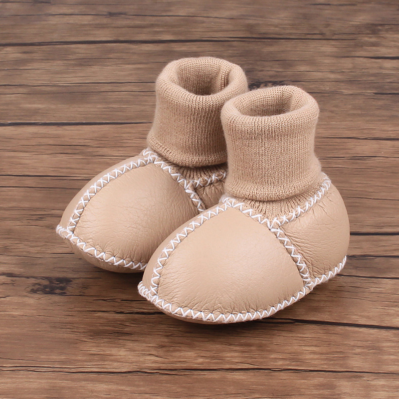 Autumn and Winter 0-1 Years Old Baby Toddler Shoes Soft Bottom Warm Keeping Breathable Sheepskin Fur Integrated Baby's Shoes Room Socks Indoor Shoes 6