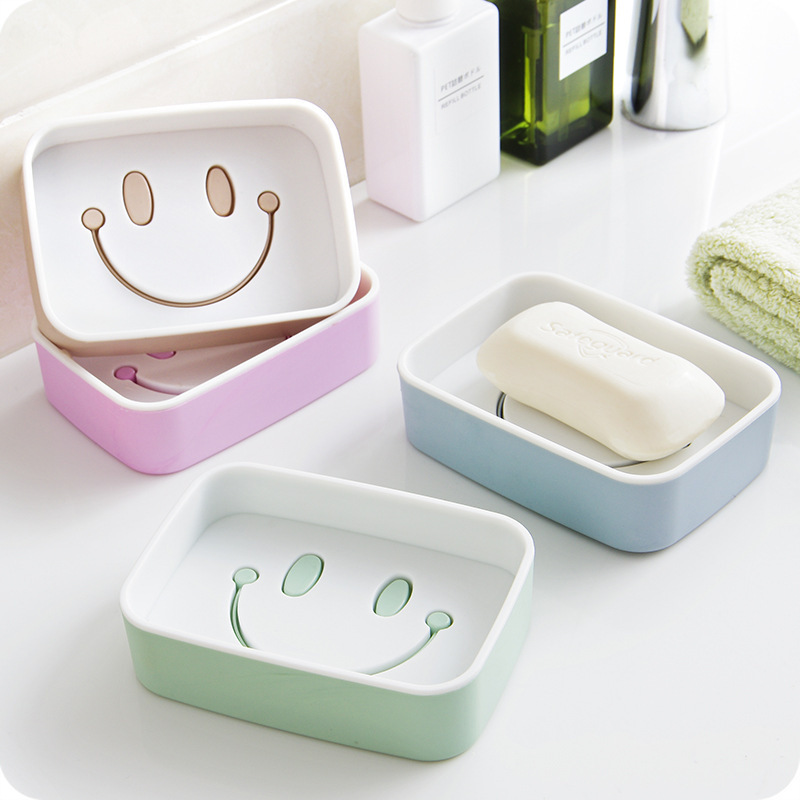 soap box creative smiley face single layer soap dish nordic style double layer bathroom drain soap box candy color soap dish