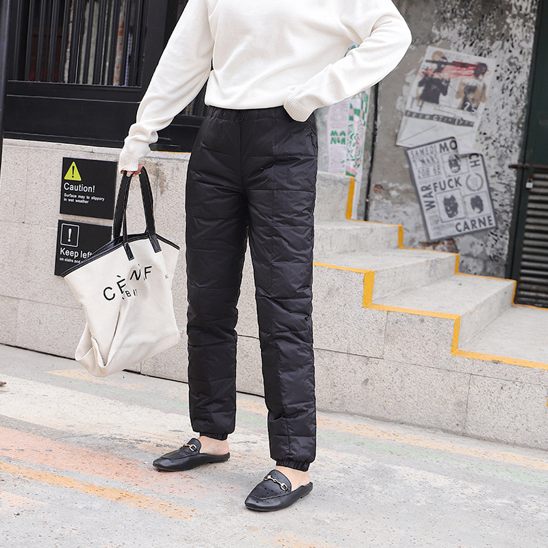 2023新款冬季羽绒裤女外穿高腰加厚大码休闲显瘦修身加绒保暖裤子