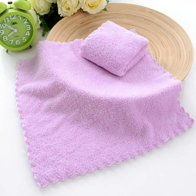 Factory Wholesale High Density Coral Velvet Square Scarf 30 * 30cm Soft Absorbent Household Wipes Face Towel Cleaning Towel