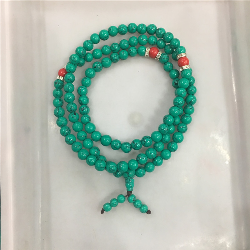 108颗绿松石佛珠手链非天然原矿优化松石手串旅游景区货源批发