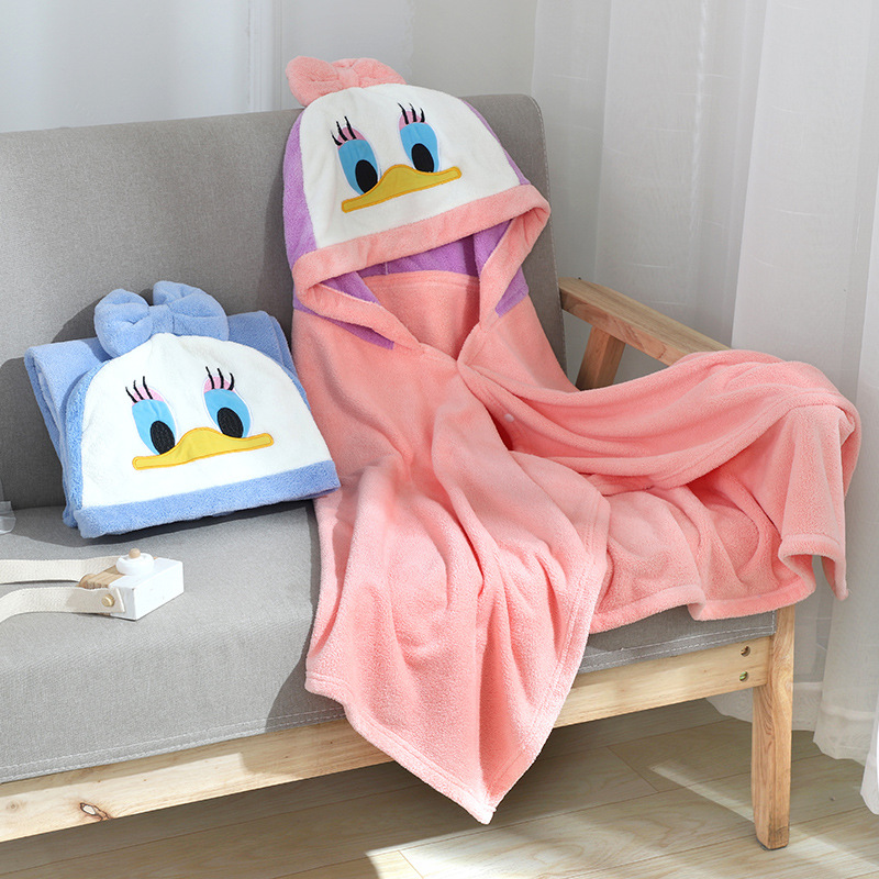 Bath Towel for Children Hooded Cape Cloak Absorbent Baby Hooded Bathrobe Cartoon Baby Coral Fleece Bath Towel for Children