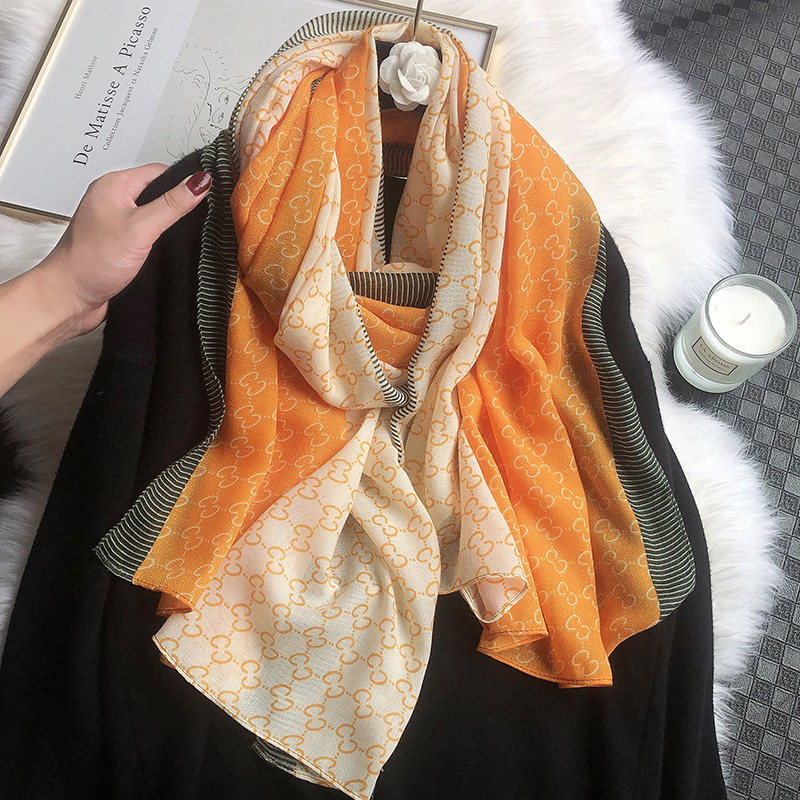 Korean Style Spring New Letter Cotton and Linen Feel Scarf Female Travel Vacation Sun Protection Shawl Winter Warm Scarf Female