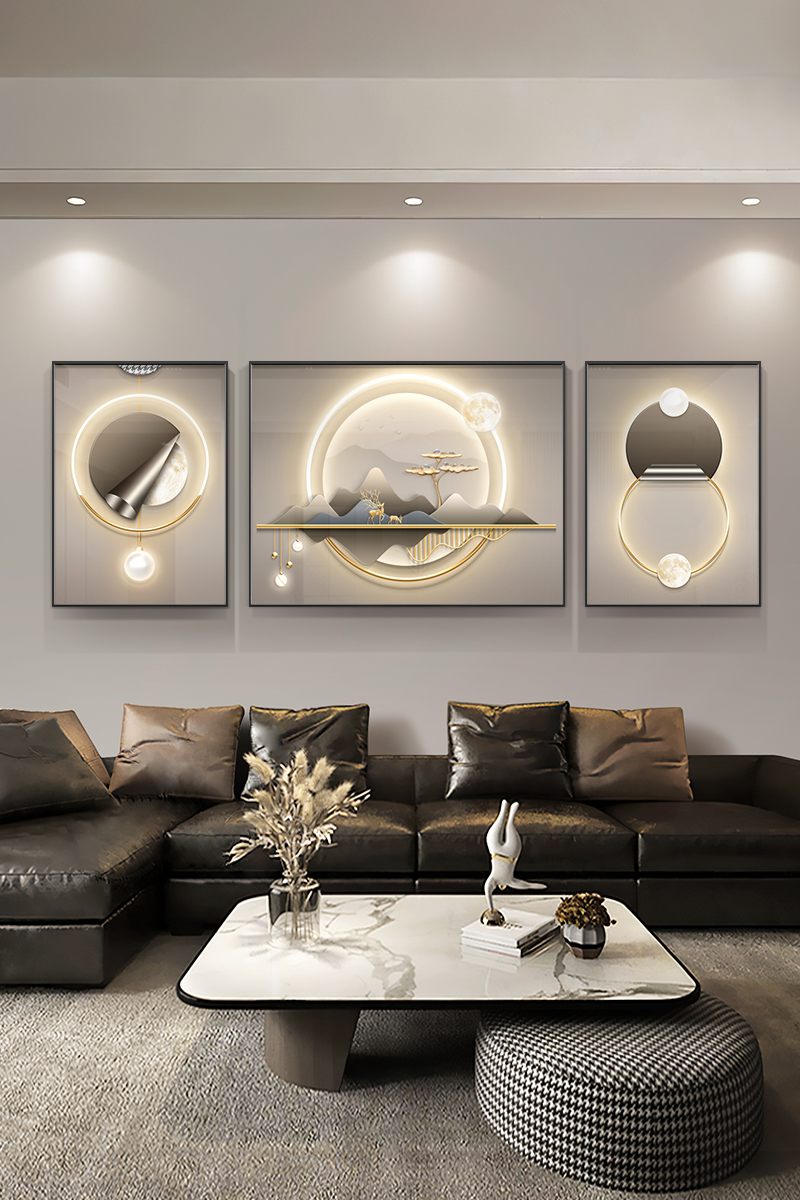 Modern Light Luxury Living Room Decorative Painting Generous and Upscale Sofa Wall Painting Elk Abstract Simple Triptych