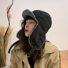新款加绒保暖帽子冬男女护耳雷锋帽加厚复古韩版飞行员帽滑雪冷帽