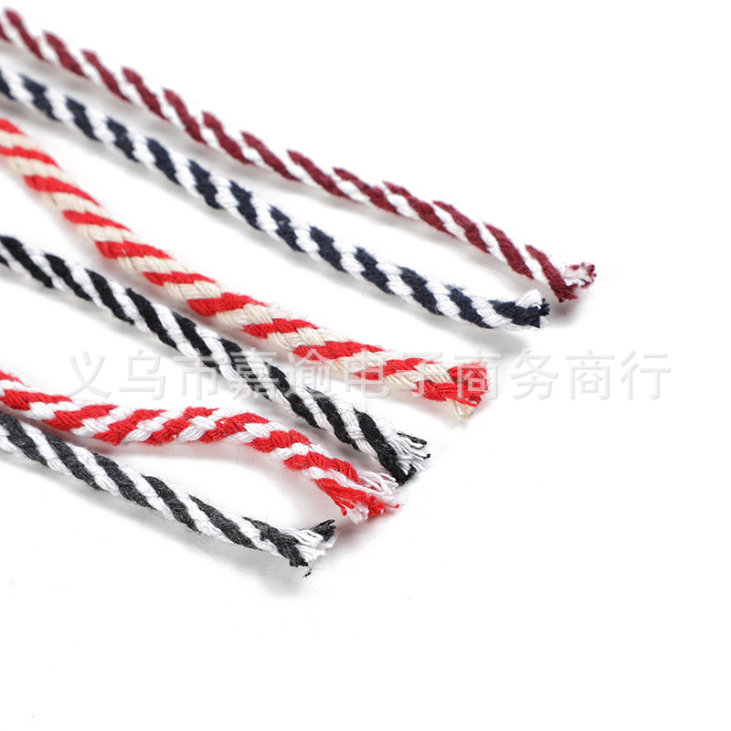 厂家直销5mm双色八股空心棉绳手工DIY编织绳圣诞装饰绳子束口棉绳