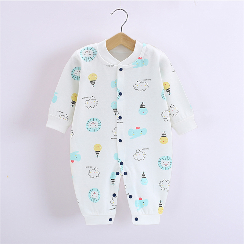 Spring and Autumn Baby Clothes Newborn Cotton Long-Sleeved Jumpsuit Male and Female Baby Romper Cartoon Printed Romper Underwear