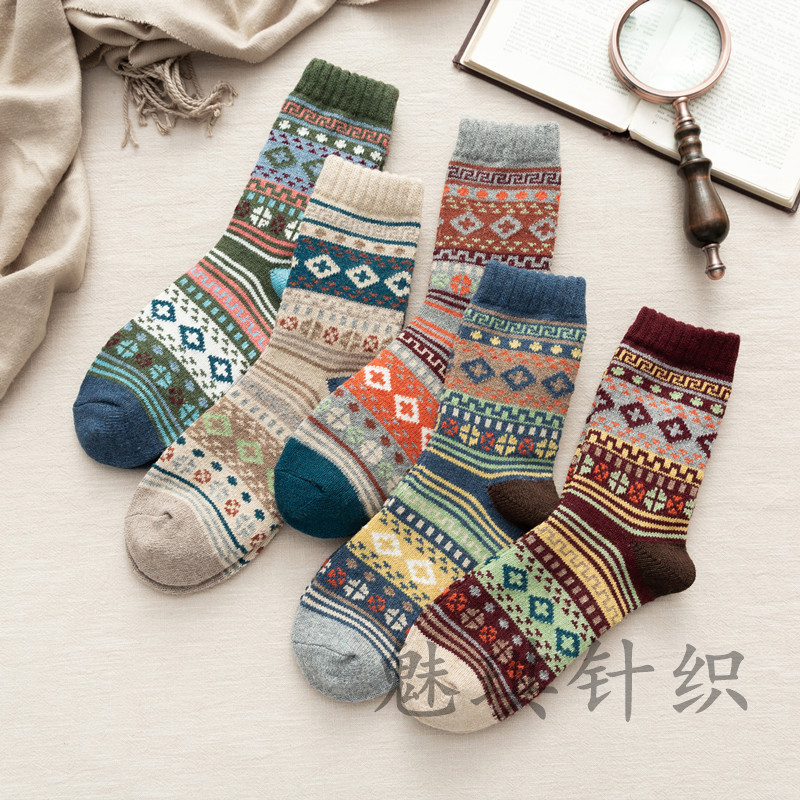 20 Autumn and Winter New Products Wool Socks Thick Warm Ethnic Style Socks Foreign Trade Cross-Border Amazon AliExpress Supply