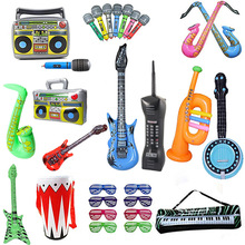 跨境批发 儿童充气乐器玩具PVC充气吉他儿童舞台充气道具麦克风