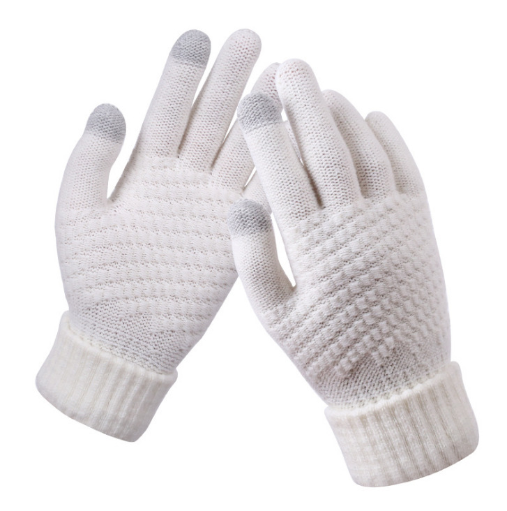 Touch Screen Gloves for Women Winter Knitting Fleece-lined Jacquard Thickened Non-Slip Warm Fashion Winter Gloves Factory Wholesale