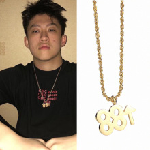 rich brian同款88上升项链钛钢吊坠海尔兄弟嘻哈潮人男女说唱配饰