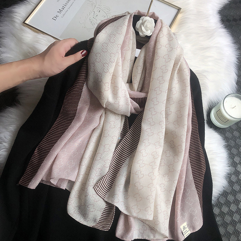 Korean Style Spring New Letter Cotton and Linen Feel Scarf Female Travel Vacation Sun Protection Shawl Winter Warm Scarf Female