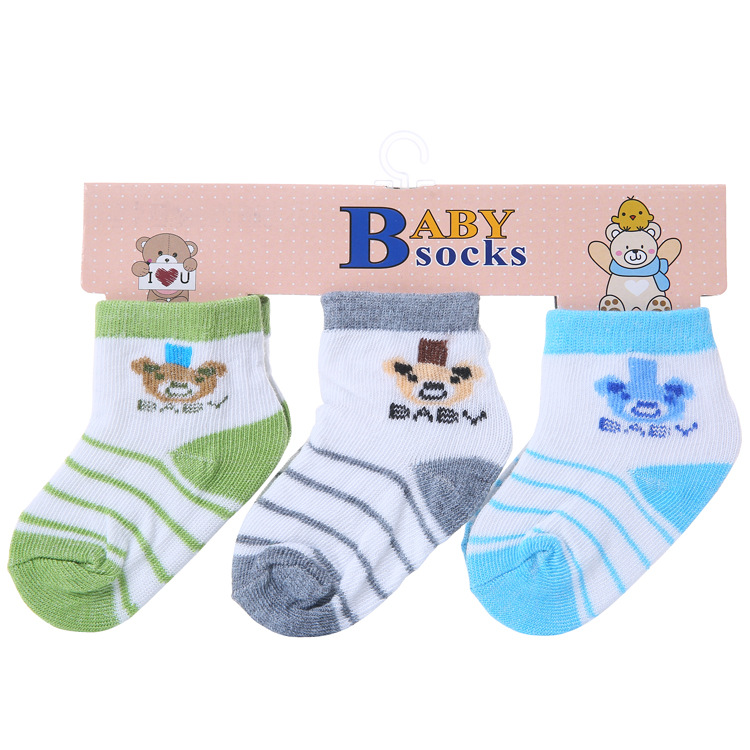 Origin Supply Cute Cartoon Striped Children's Socks Cross-Border Letters Loose Mouth Not Tight Baby Socks