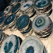 创意个性玛瑙电镀金边杯垫 出口美国家用装饰隔热垫桌垫 蓝色