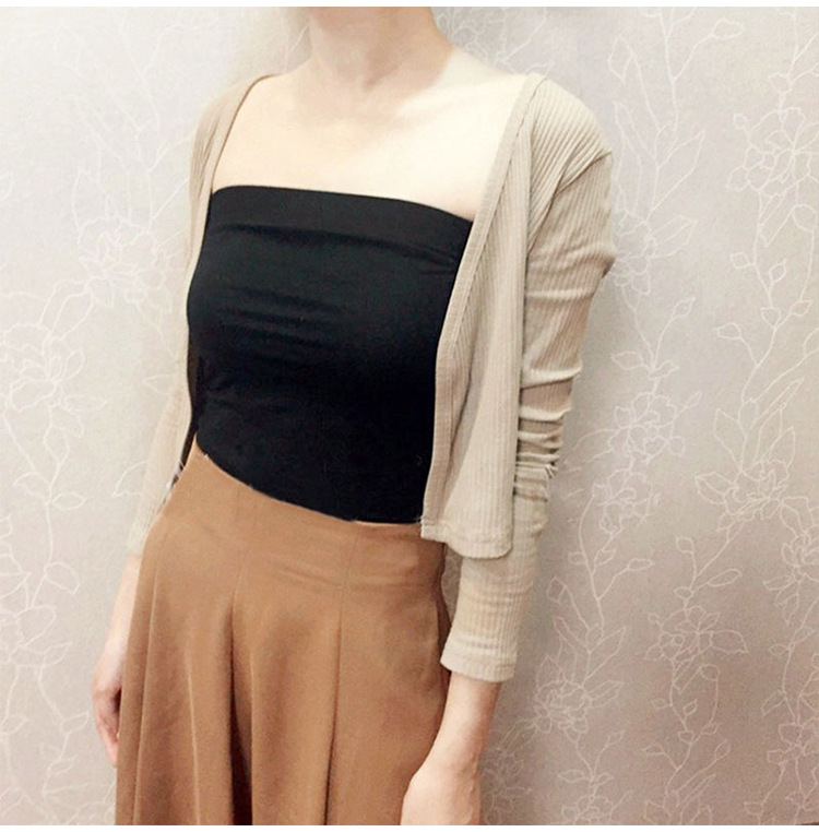 the Same Style with Wanwan Sexy Slimming Strapless Anti-Exposure Bottoming Tube Top Short Type Chest-Wrapped Vest for Women Inner Wear Blouse