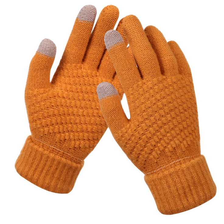 Touch Screen Gloves for Women Winter Knitting Fleece-lined Jacquard Thickened Non-Slip Warm Fashion Winter Gloves Factory Wholesale