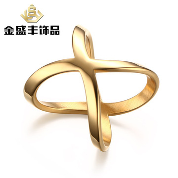 混批新款首饰 电镀金色钛钢指环 戒指批发 欧美潮流个性饰品r-155