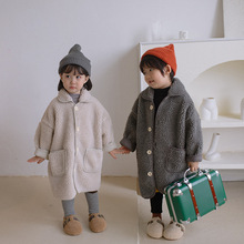 男女童中长款羊羔绒外套冬装 新款韩版儿童洋气大衣保暖皮毛一体