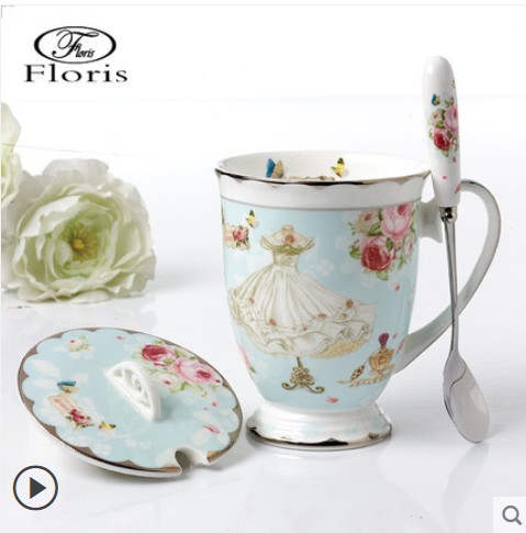floris 英式陶瓷杯子马克杯咖啡杯骨瓷水杯时尚茶杯办公杯创意杯