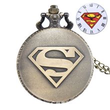 超人S标志项链怀表动漫周边青铜复古挂表个性时尚男女数字指针表