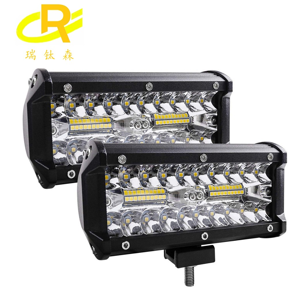 跨境专供新款汽车led工作灯120W LED light bar三排7英寸越野车灯