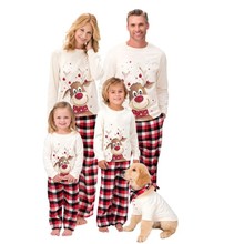 欧美睡衣ebay麋鹿印花 亲子装 圣诞家居服 长袖套装大量现货