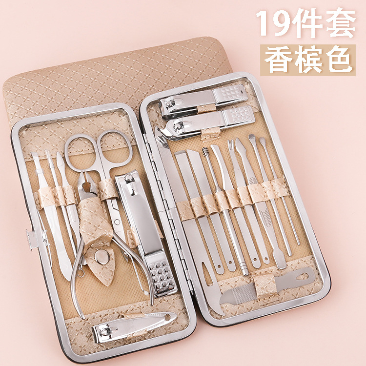 Manicure Set Wholesale Local Gold 19-Piece Set Beauty Manicure Manicure Tools Gift Nail Clippers Nail Clippers Set