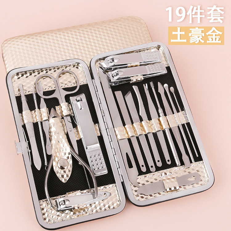 Manicure Set Wholesale Local Gold 19-Piece Set Beauty Manicure Manicure Tools Gift Nail Clippers Nail Clippers Set