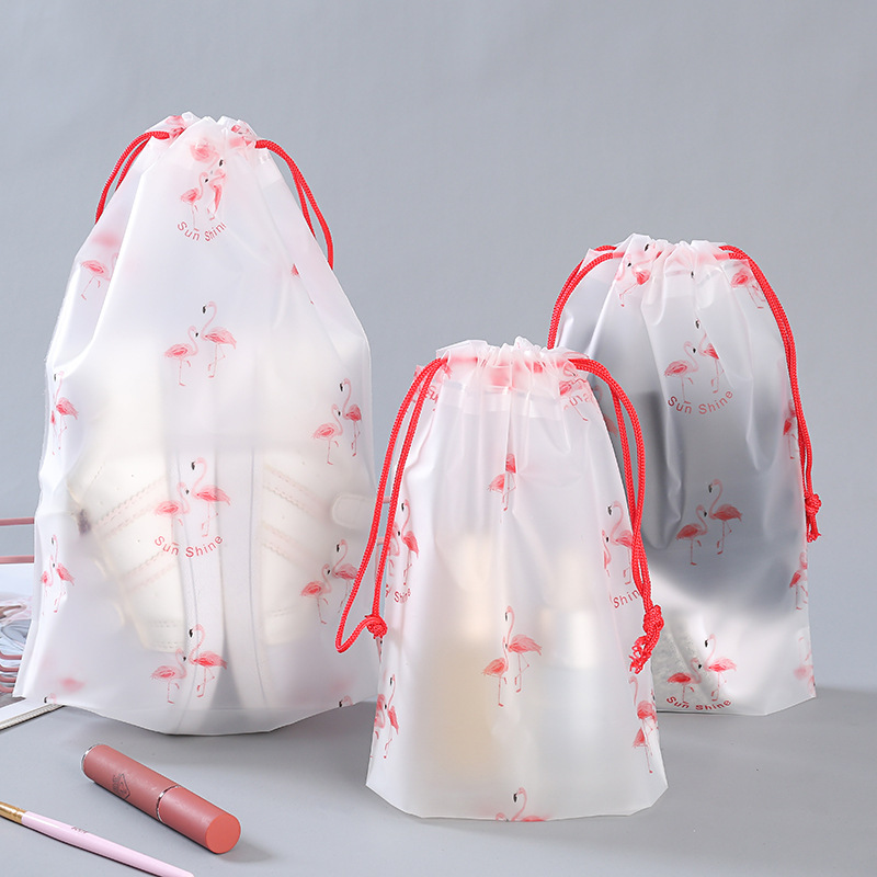 Drawstring Bag Plastic Drawstring Bag Frosted Shoes Travel Buggy Bag Transparent Clothes Socks Shoes Plastic Packaging Bag