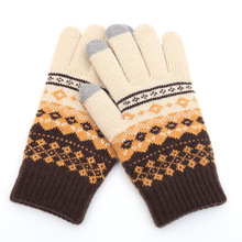 冬季创意加绒加厚保暖针织手套户外触屏手套厂家直销分指手套批发