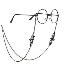 亚马逊新款黑色镂空蝙蝠眼镜链ins黑色吊坠眼镜挂链防滑防丢饰品