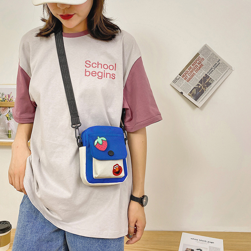 2023 New Sesame Street Messenger Bag Female Canvas Cartoon Small Shoulder Bag Student Shoulder Fresh Sweet Small Bag Female