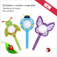 幼儿园生日玩具礼物蜜蜂蝴蝶瓢虫塑料昆虫卡通儿童手持放大镜批发