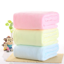 婴儿宝宝儿童柔软吸水加厚大盖毯素色长正方形毛巾被浴巾