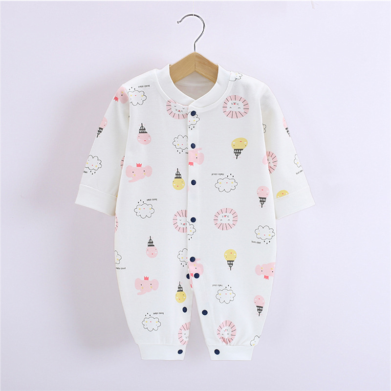 Spring and Autumn Baby Clothes Newborn Cotton Long-Sleeved Jumpsuit Male and Female Baby Romper Cartoon Printed Romper Underwear