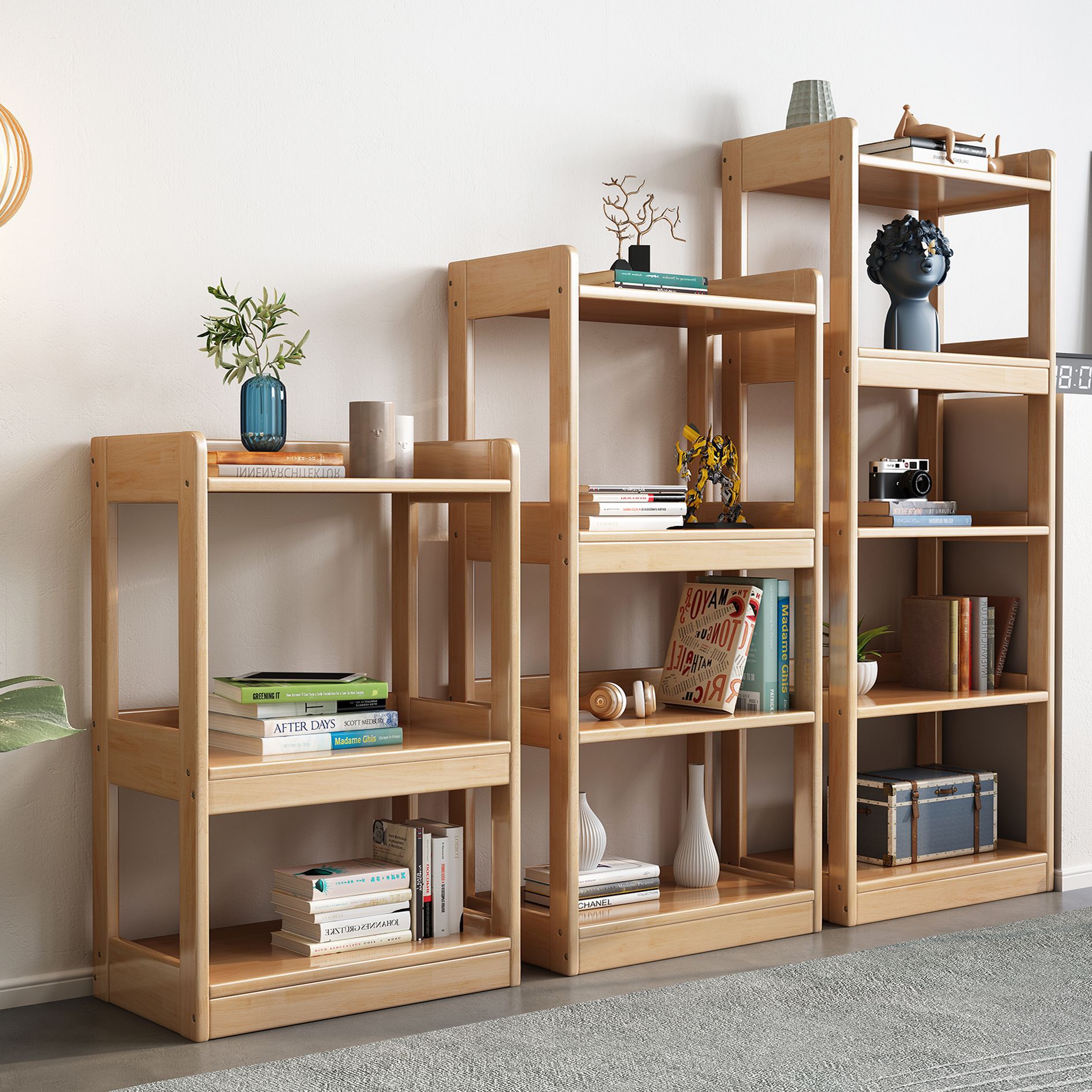 【实木书架】书房多层置物架多功能北欧简约实木书架落地学生书柜