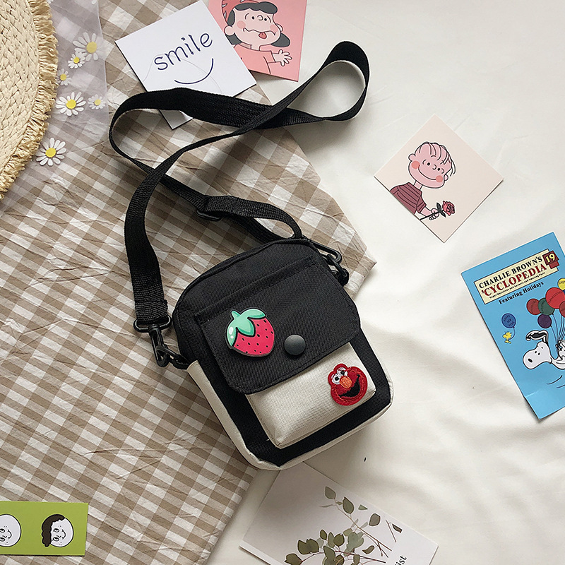 2023 New Sesame Street Messenger Bag Female Canvas Cartoon Small Shoulder Bag Student Shoulder Fresh Sweet Small Bag Female