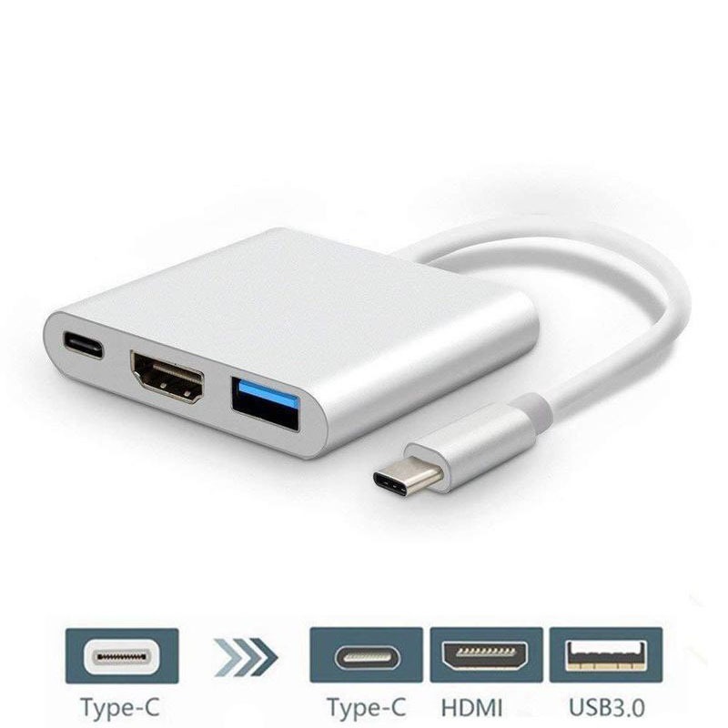 跨境type-c转hdmi三合一转接线 usb3.1 功能多拓展坞4k铝壳转换器