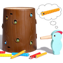 热销木制啄木鸟捉虫游戏儿童早教手眼协调益智桌面玩具一件代发