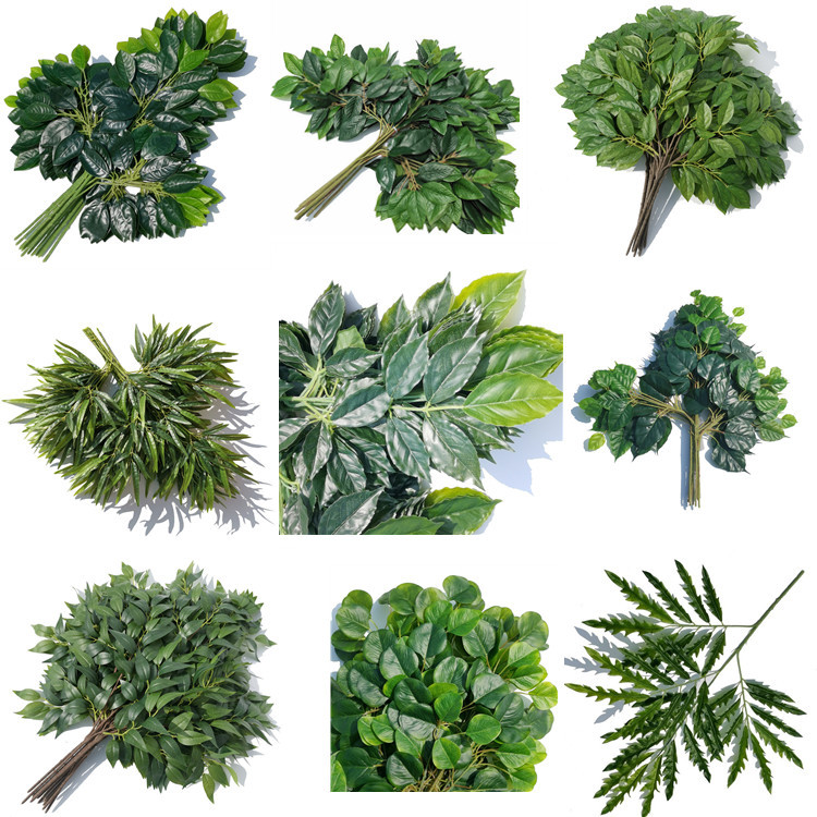 厂家直供 仿真绿植植物 大树平面树枝 橘子叶 枫叶 法国榕 茶树叶